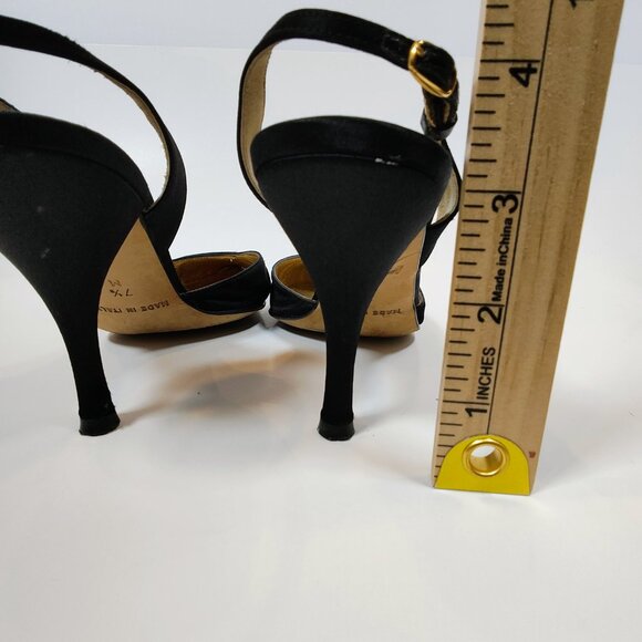 Daniel Barbara Women's 7 1/2 M Black Satin Italian Heels - Picture 9 of 13